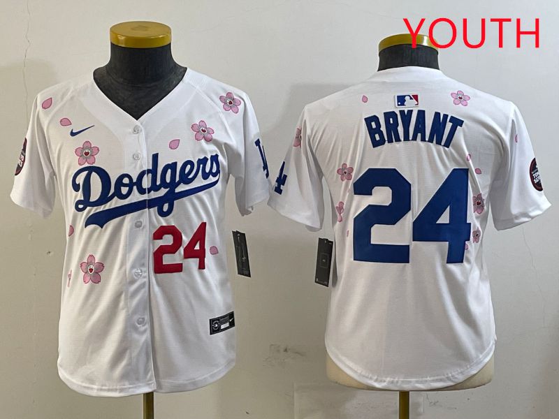 Youth Los Angeles Dodgers 24 Bryant White Sakura Edition 2025 Nike MLB Jersey style 6